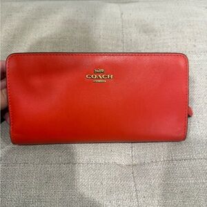 Coach Vibrant Red Leather Clutch
